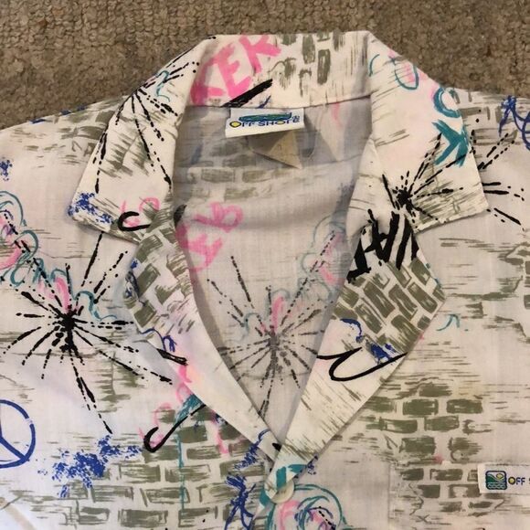 Rare 1980’s Vintage graffiti “Punk Band” Short-Sleeved Button Down - Picture 3 of 7